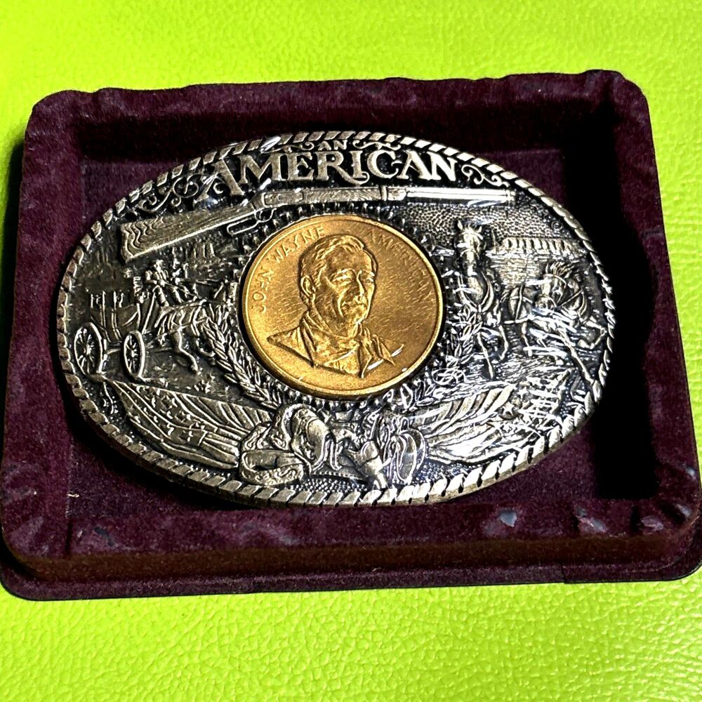 Vintage John Wayne American Belt Buckle First Edition #7041 Rainy Mountain COA